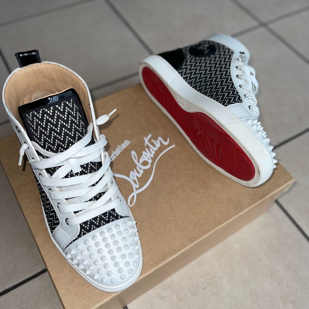 Christian Louboutin Zigzag Pattern High-Tops with Red Soles